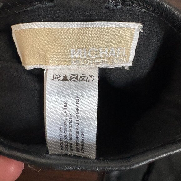 MICHAEL Michael Kors Women's Leather Astor Studded Gloves Black Size L - Picture 7 of 7